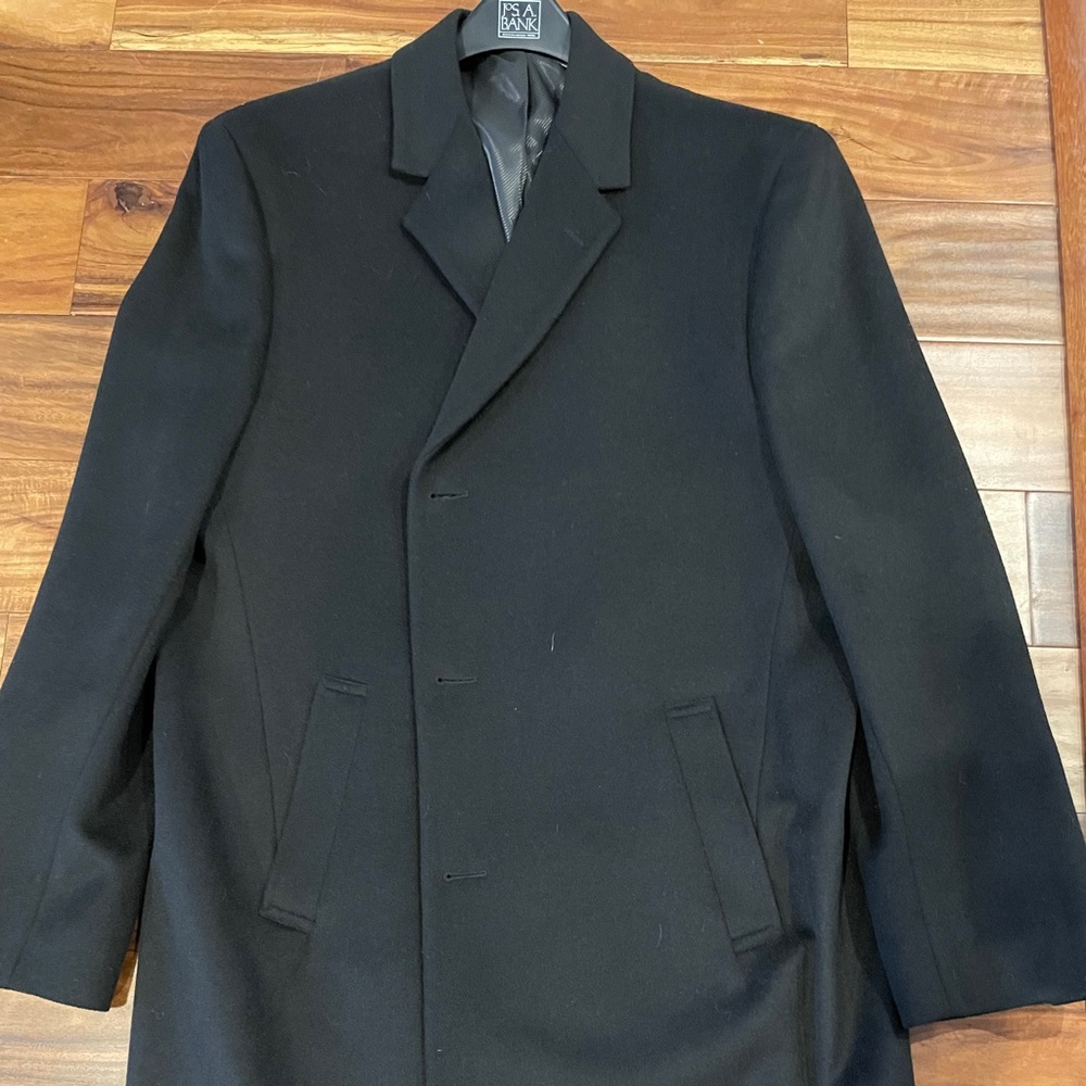 Black Jos A. Bank Wool Top Coat (L) - Picture 1 of 3